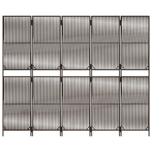 5-teiliger Paravent Braun Poly Rattan