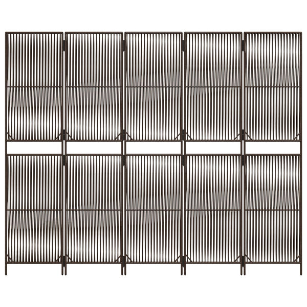 5-teiliger Paravent Braun Poly Rattan