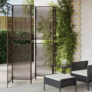 5-teiliger Paravent Braun Poly Rattan