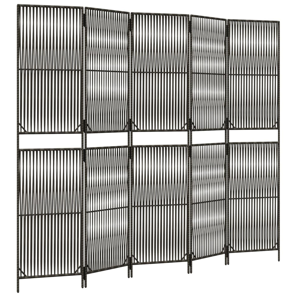 Grauer 5-teiliger Paravent aus Polyrattan