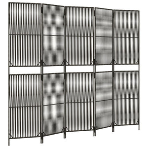 Grauer 5-teiliger Paravent aus Polyrattan