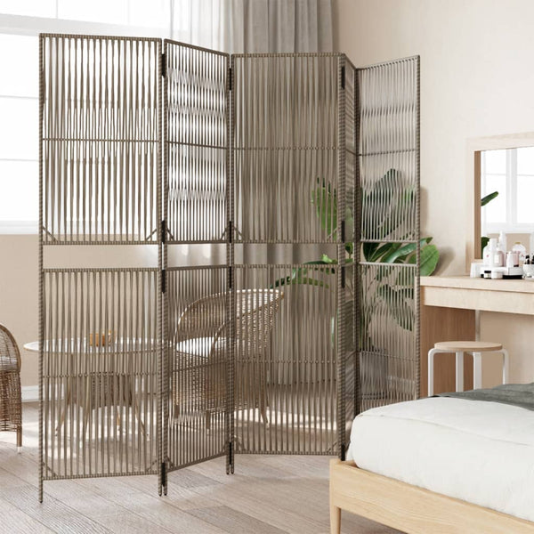 Grauer 5-teiliger Paravent aus Polyrattan