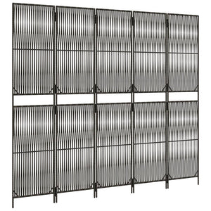 Grauer 5-teiliger Paravent aus Polyrattan