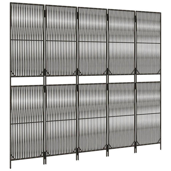 Grauer 5-teiliger Paravent aus Polyrattan