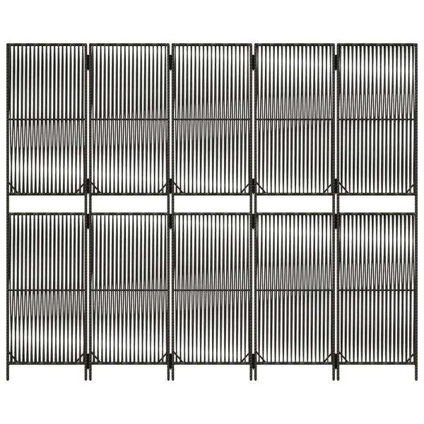 Grauer 5-teiliger Paravent aus Polyrattan