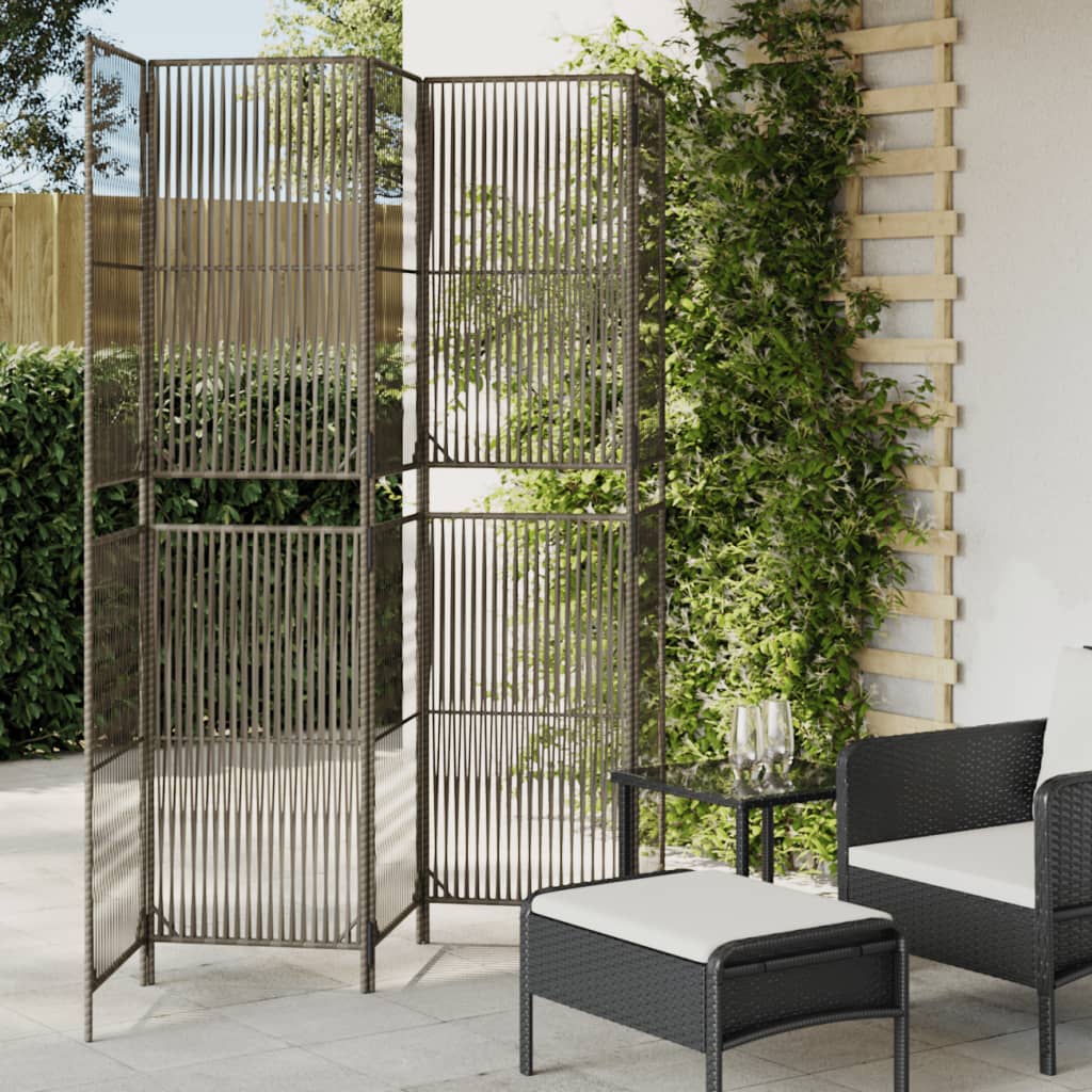 Grauer 5-teiliger Paravent aus Polyrattan