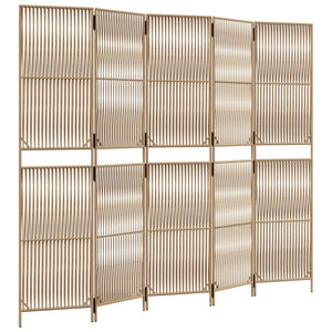 Beiger Paravent 5-teilig Poly Rattan