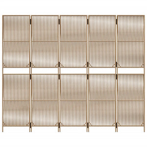 Beiger Paravent 5-teilig Poly Rattan