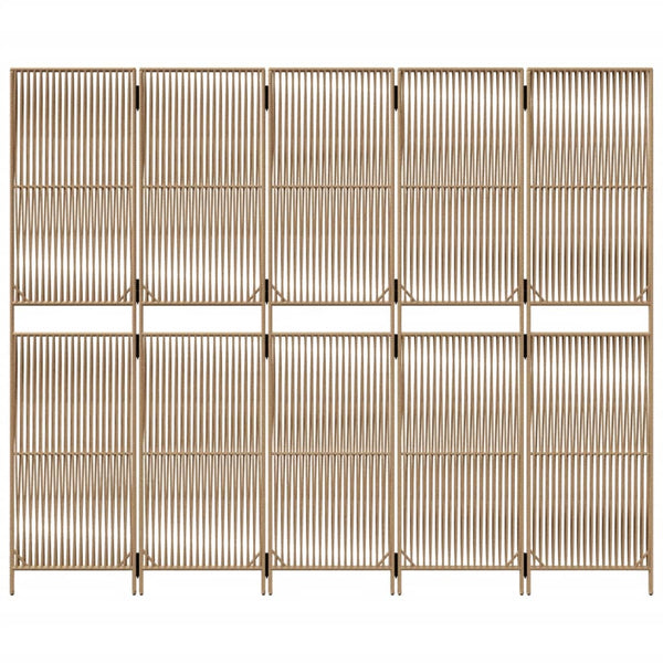 Beiger Paravent 5-teilig Poly Rattan