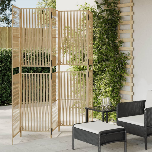 Beiger Paravent 5-teilig Poly Rattan
