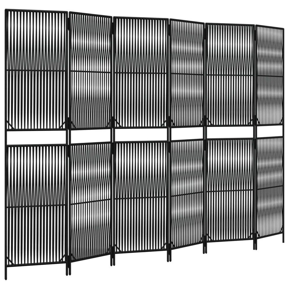 Schwarzer 6-teiliger Paravent aus Poly Rattan