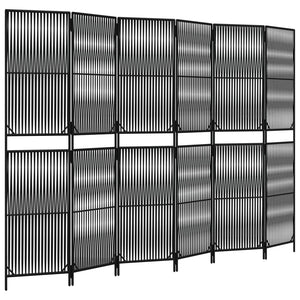 Schwarzer 6-teiliger Paravent aus Poly Rattan