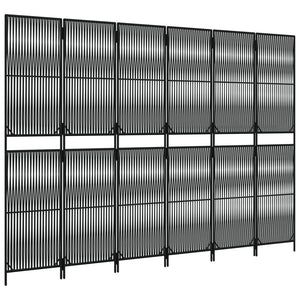 Schwarzer 6-teiliger Paravent aus Poly Rattan