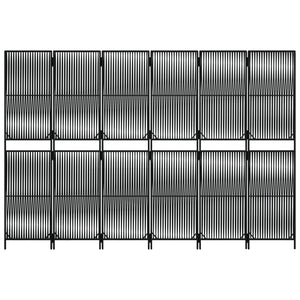 Schwarzer 6-teiliger Paravent aus Poly Rattan