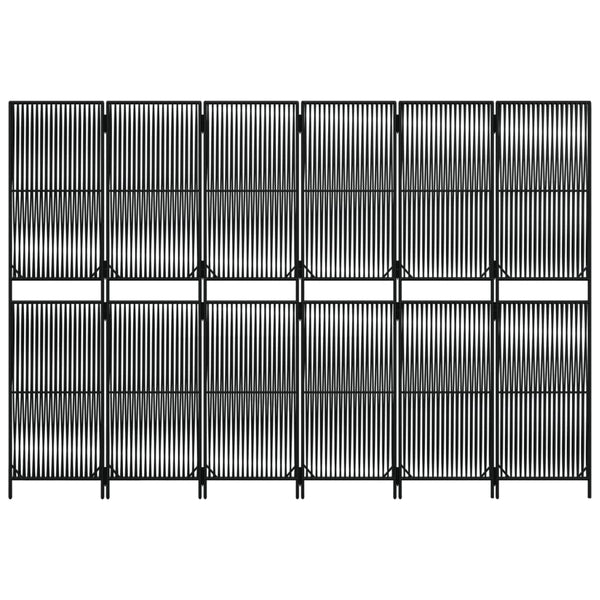 Schwarzer 6-teiliger Paravent aus Poly Rattan