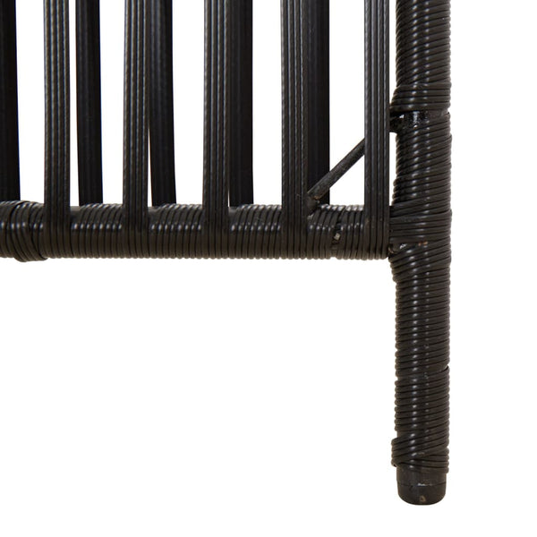 Schwarzer 6-teiliger Paravent aus Poly Rattan