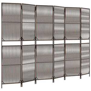 6-Panel Raumteiler Braun Poly Rattan