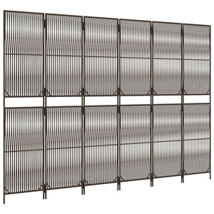 6-Panel Raumteiler Braun Poly Rattan