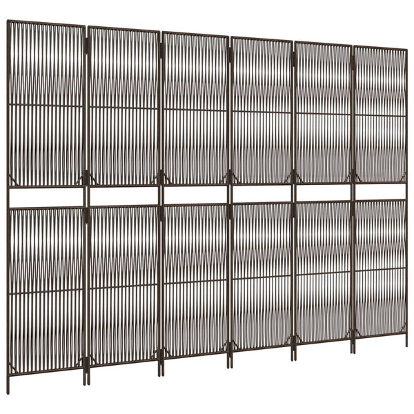 6-Panel Raumteiler Braun Poly Rattan