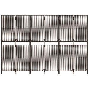 6-Panel Raumteiler Braun Poly Rattan