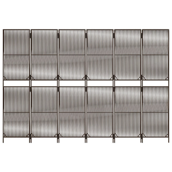 6-Panel Raumteiler Braun Poly Rattan