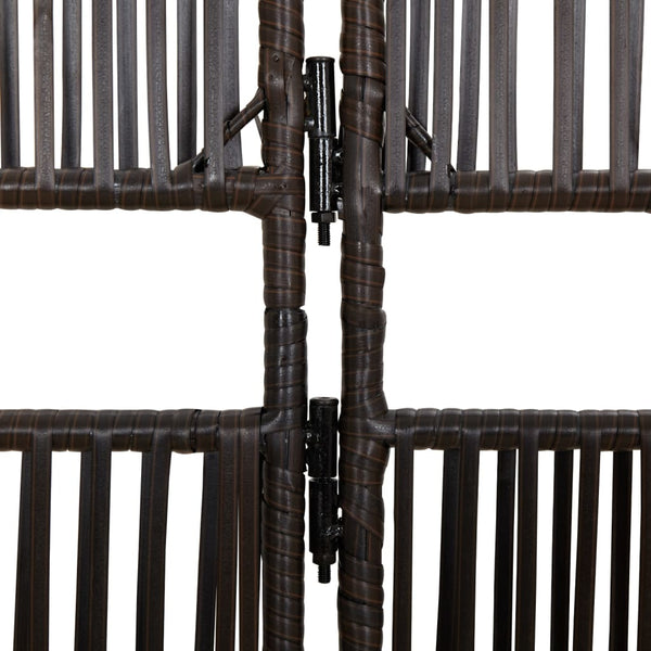 6-Panel Raumteiler Braun Poly Rattan