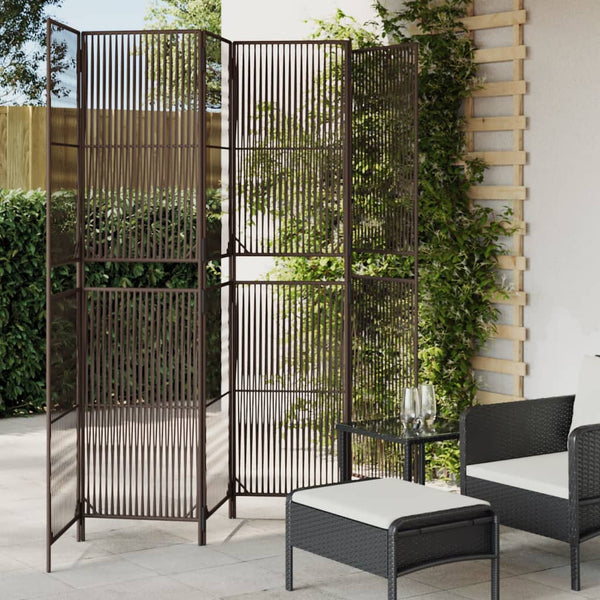 6-Panel Raumteiler Braun Poly Rattan