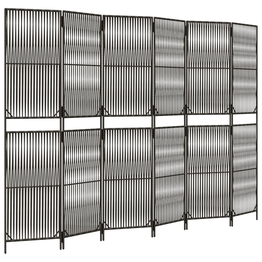 Grauer 6-teiliger Paravent aus Polyrattan