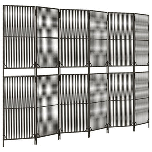 Grauer 6-teiliger Paravent aus Polyrattan