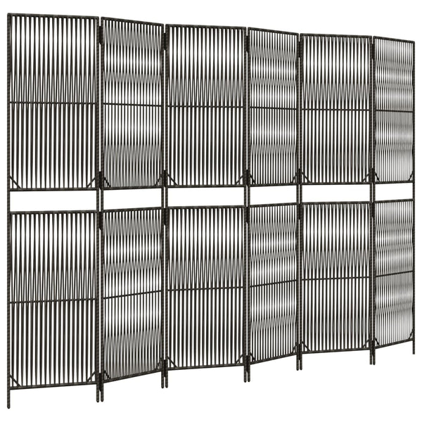 Grauer 6-teiliger Paravent aus Polyrattan