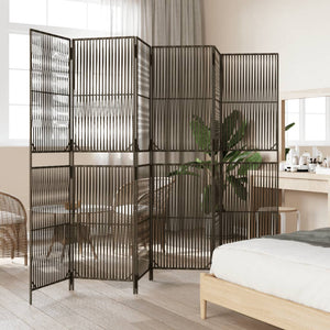 Grauer 6-teiliger Paravent aus Polyrattan
