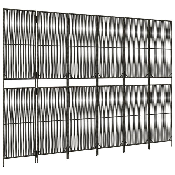 Grauer 6-teiliger Paravent aus Polyrattan