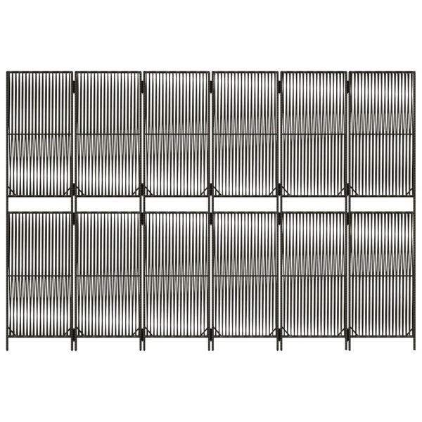 Grauer 6-teiliger Paravent aus Polyrattan