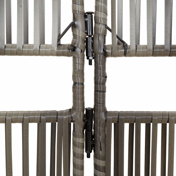 Grauer 6-teiliger Paravent aus Polyrattan