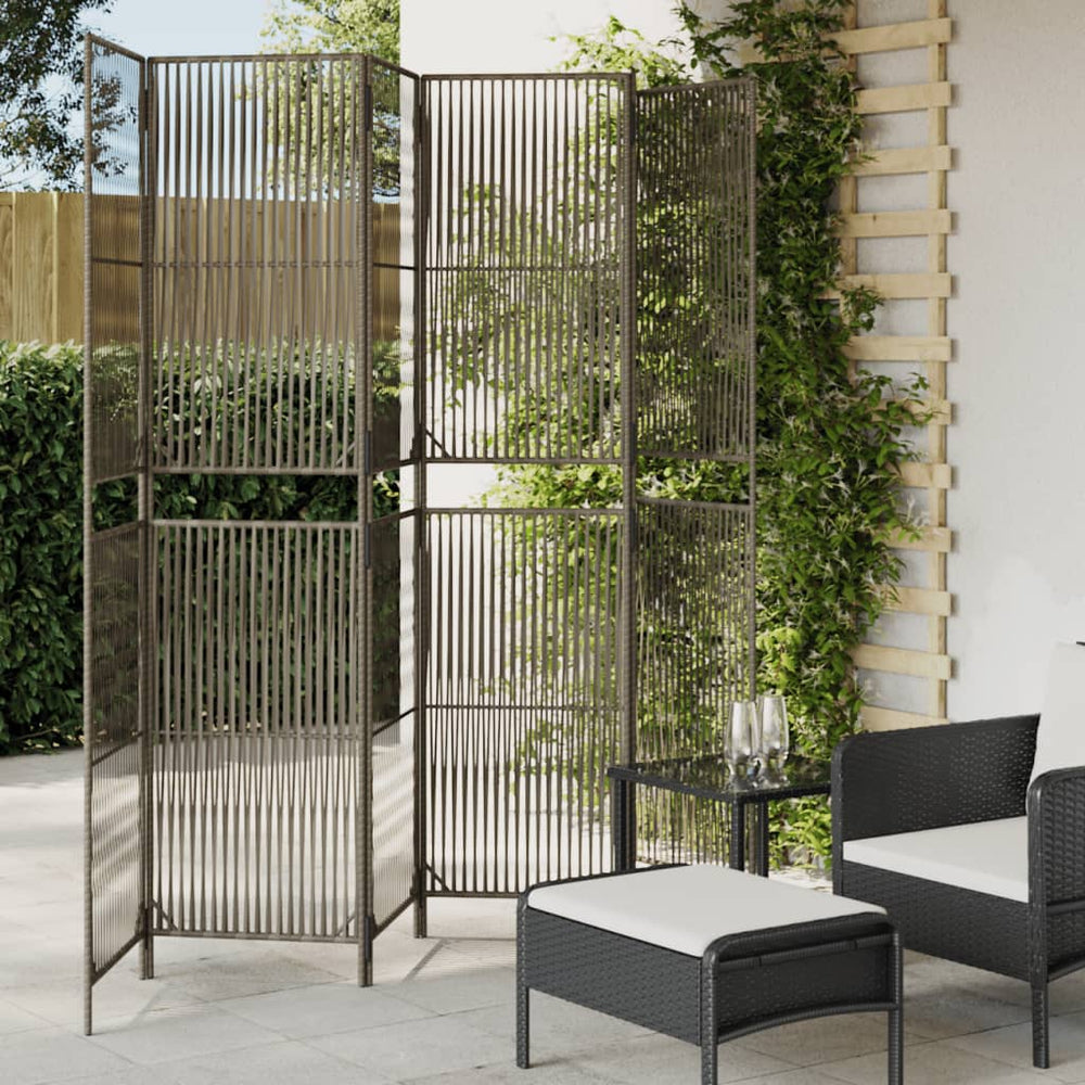 Grauer 6-teiliger Paravent aus Polyrattan