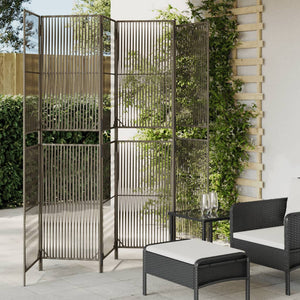 Grauer 6-teiliger Paravent aus Polyrattan