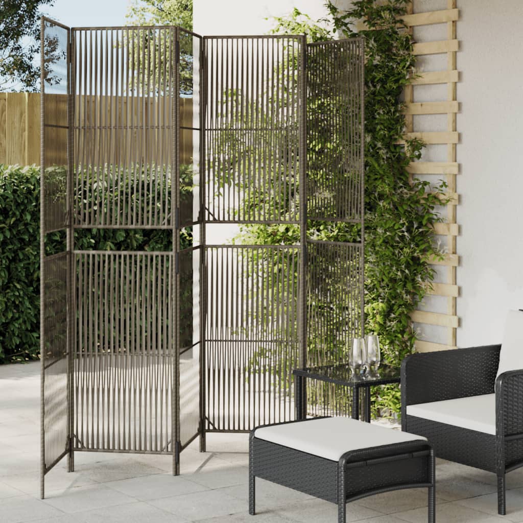 Grauer 6-teiliger Paravent aus Polyrattan