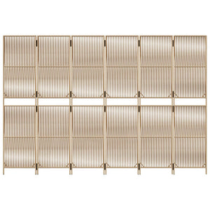 Beiger 6-teiliger Paravent aus Rattan