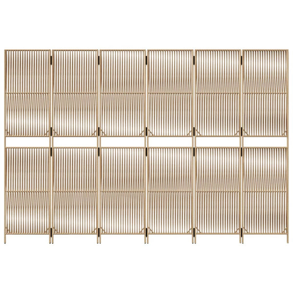 Beiger 6-teiliger Paravent aus Rattan