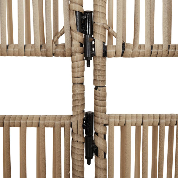 Beiger 6-teiliger Paravent aus Rattan