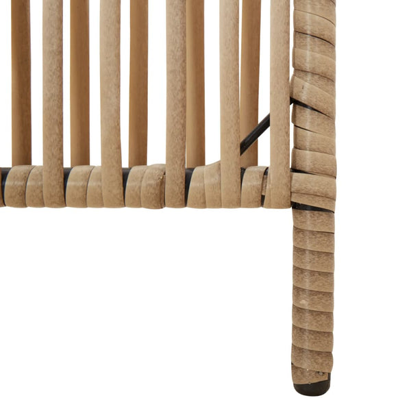 Beiger 6-teiliger Paravent aus Rattan