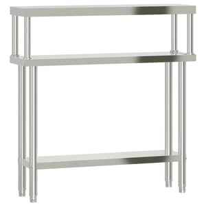 vidaXL Table de travail de cuisine avec plateau surélevé 110x30x120 cm Acier inoxydable