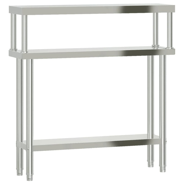 vidaXL Table de travail de cuisine avec plateau surélevé 110x30x120 cm Acier inoxydable