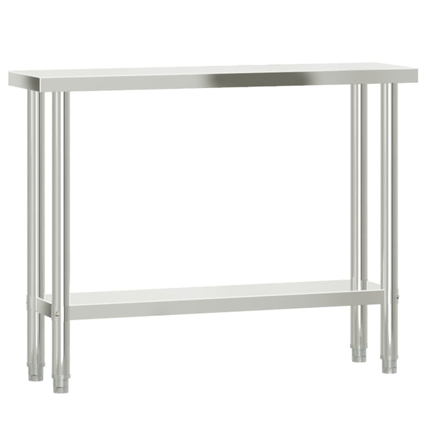 vidaXL Table de travail de cuisine avec plateau surélevé 110x30x120 cm Acier inoxydable