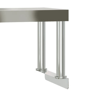 vidaXL Table de travail de cuisine avec plateau surélevé 110x30x120 cm Acier inoxydable