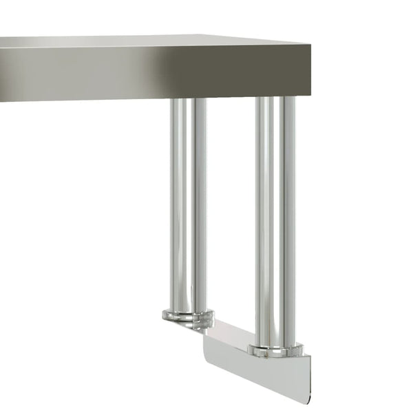 vidaXL Table de travail de cuisine avec plateau surélevé 110x30x120 cm Acier inoxydable