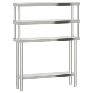 vidaXL Table de travail de cuisine avec plateau surélevé 110x30x150 cm acier inoxydable