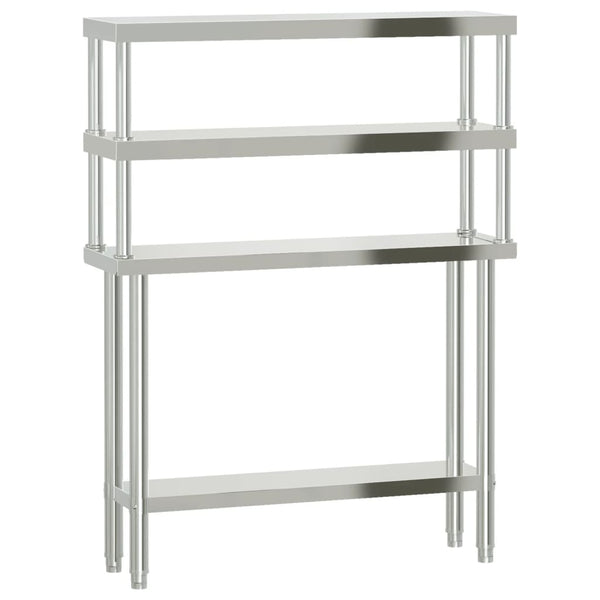 vidaXL Table de travail de cuisine avec plateau surélevé 110x30x150 cm acier inoxydable