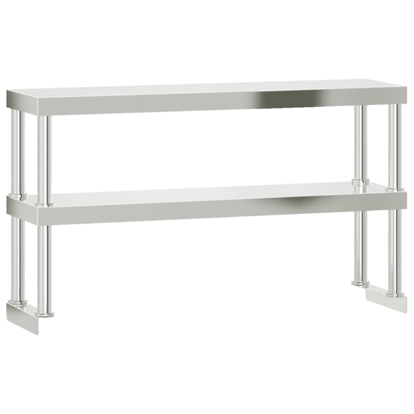 vidaXL Table de travail de cuisine avec plateau surélevé 110x30x150 cm acier inoxydable