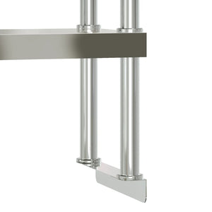 vidaXL Table de travail de cuisine avec plateau surélevé 110x30x150 cm acier inoxydable